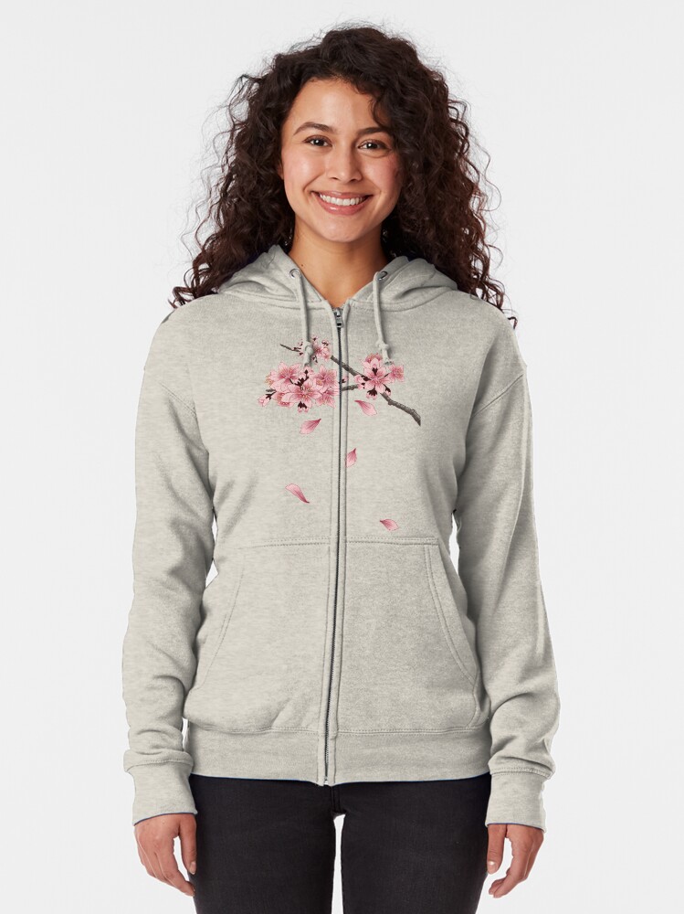 Download "Cherry Blossom Branch" Zipped Hoodie by zakniteh | Redbubble