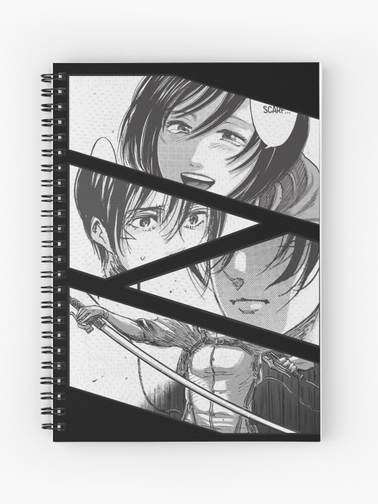 Mikasa Ackerman Attack On Titan Shingeki No Kyojin Manga Panel Design Spiral Notebook For Sale By Animedesignshop Redbubble