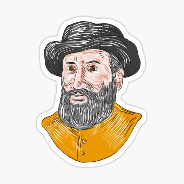 Ferdinand Magellan Bust Drawing Sticker for Sale by patrimonio