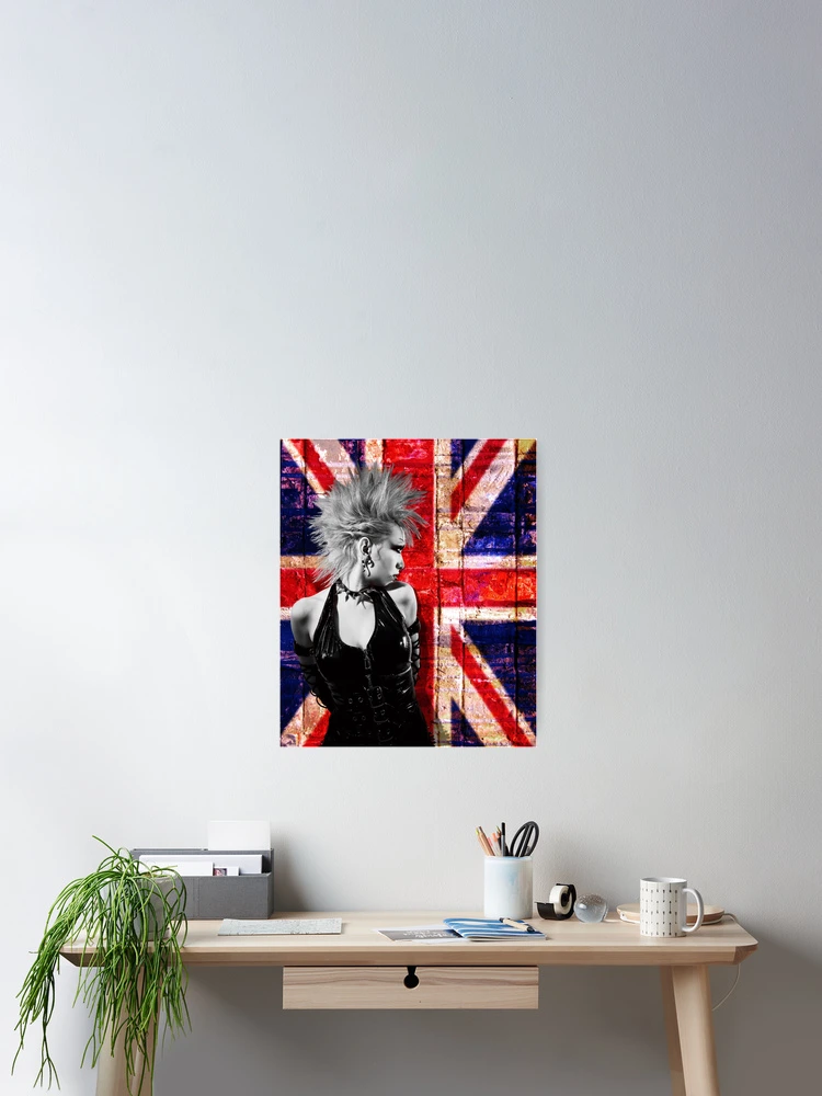 Punk Girl Retro Fashion & Art With Union Jack British Flag 