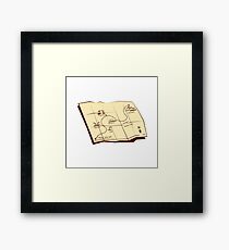 Map of Trail with X Marks The Spot Woodcut Framed Print
