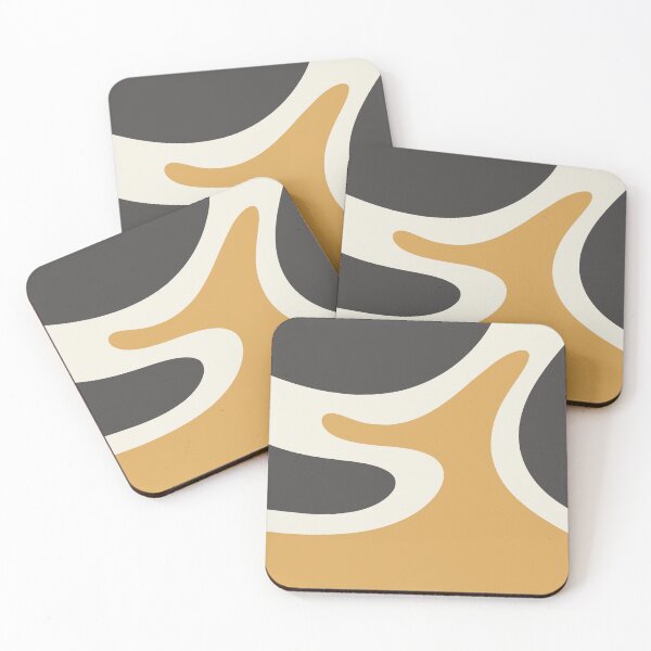 Item preview, Danish Modern Minimalist Abstract in Muted Mustard Gold, Charcoal, and Cream designed and sold by kierkegaard.