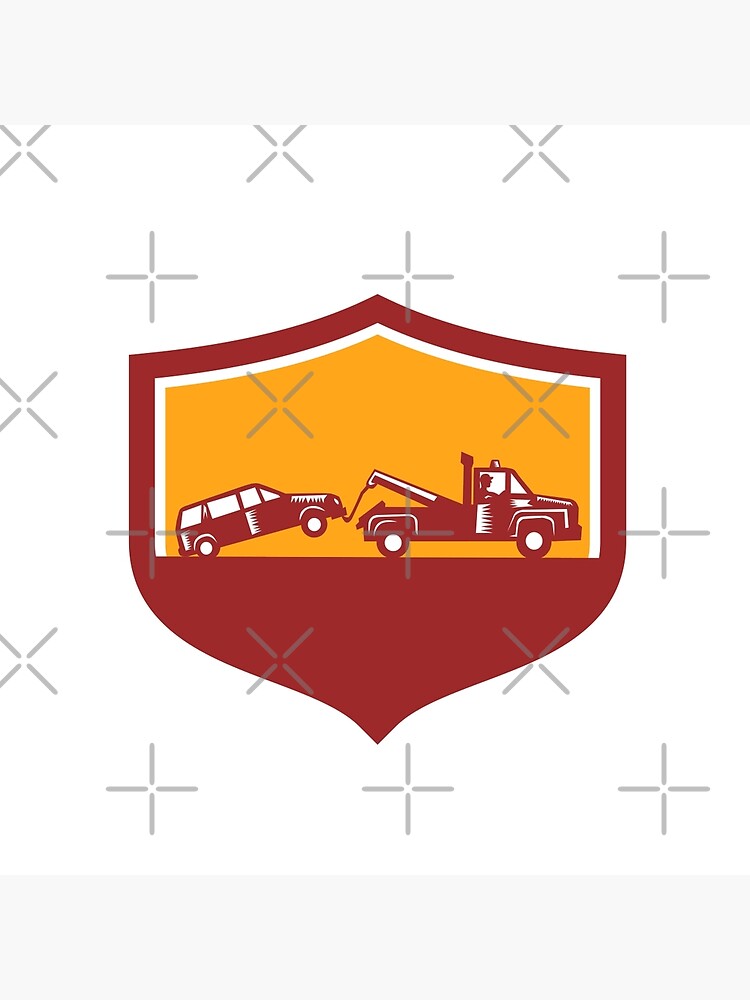 "Tow Truck Towing Car Shield Retro" Poster by patrimonio Redbubble