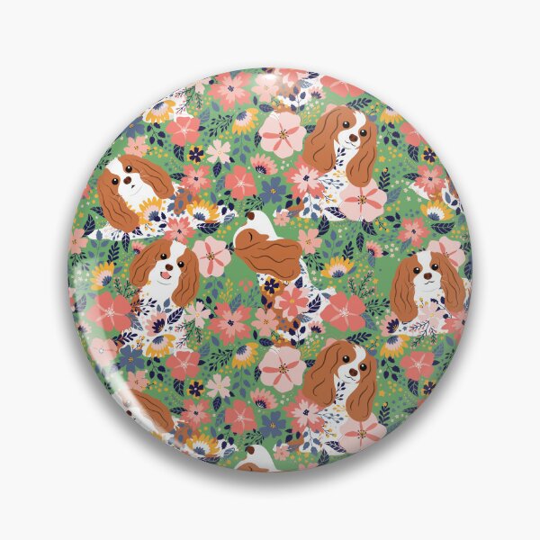 Item preview, Cute Cavalier King Charles Spaniel Garden - Green Background designed and sold by Lulupainting.