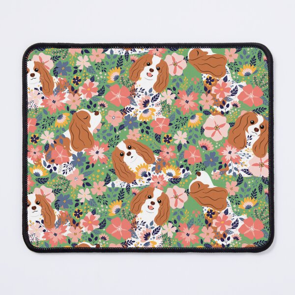 Item preview, Cute Cavalier King Charles Spaniel Garden - Green Background designed and sold by Lulupainting.