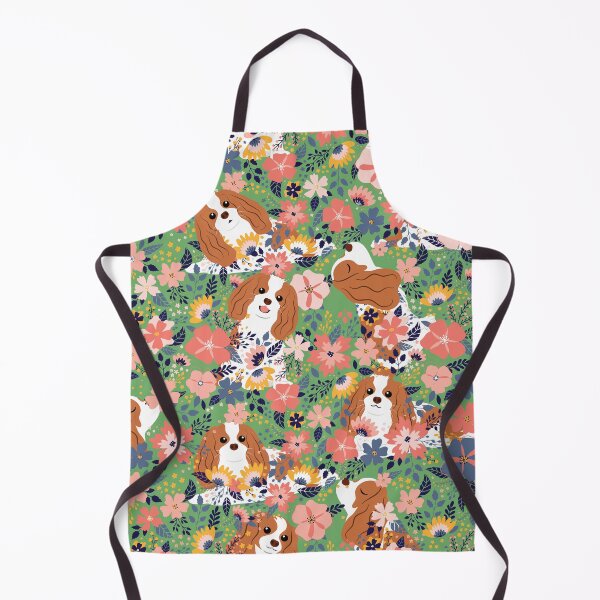 Item preview, Cute Cavalier King Charles Spaniel Garden - Green Background designed and sold by Lulupainting.