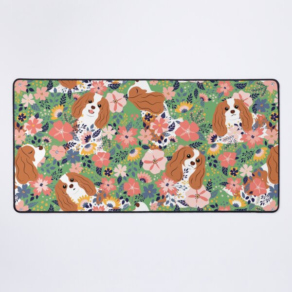 Item preview, Cute Cavalier King Charles Spaniel Garden - Green Background designed and sold by Lulupainting.
