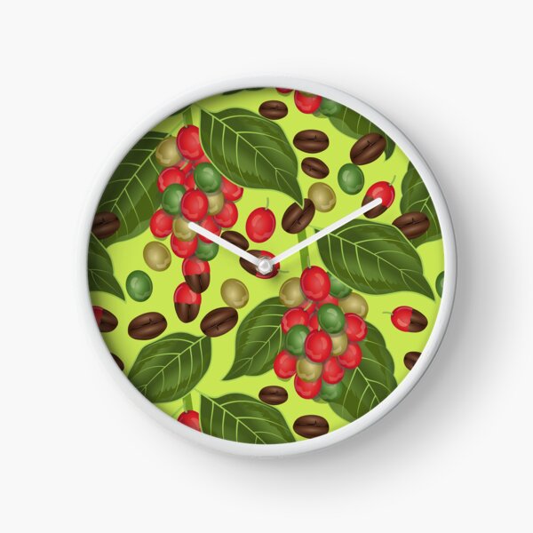Coffee Plant Pattern Art Clock
