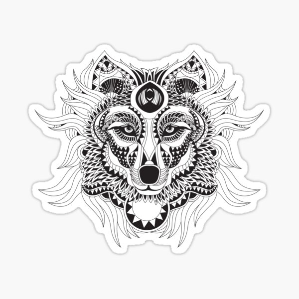 Wolf Tribal Sticker By Jordankris Redbubble   St,small,507x507 Pad,600x600,f8f8f8 