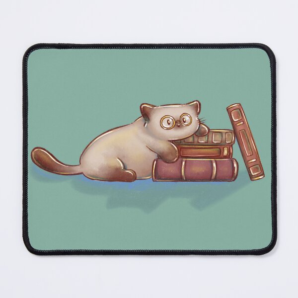Item preview, Book lover cat with round glasses designed and sold by Denise, Denisn't.