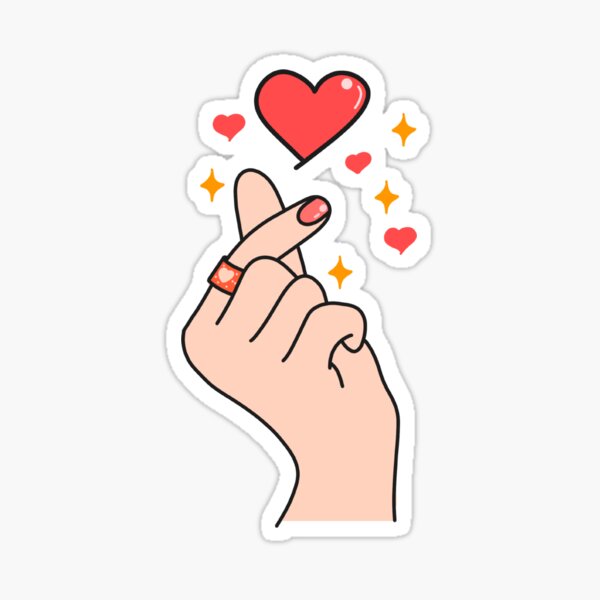 Beau coeur mignon avec des doigts Sticker