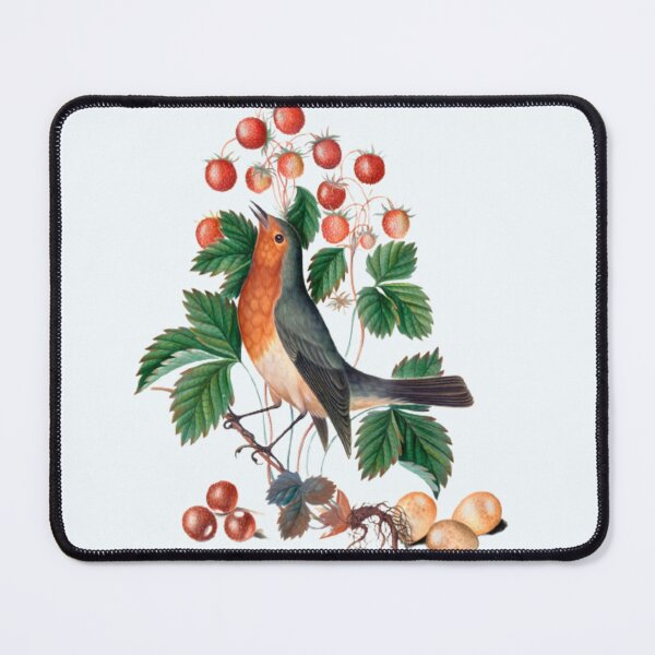 Item preview, European robin and wild strawberry painting designed and sold by BestDesign87.