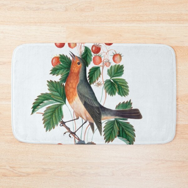 Item preview, European robin and wild strawberry painting designed and sold by BestDesign87.