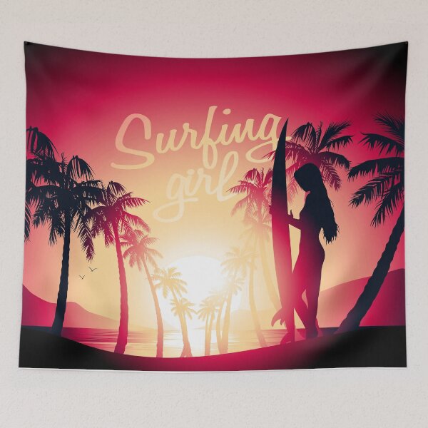 Item preview, Surfing girl at sunrise designed and sold by AdamFahey.