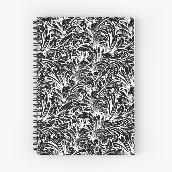 Item preview, Leaflets Black Swirly Floral Pattern  designed and sold by RihabPrint.