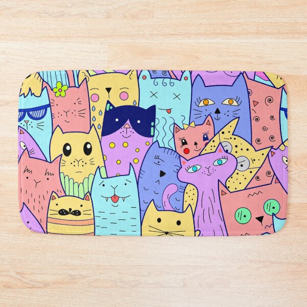 Item preview, Colorful Cute Cat Doodle Pattern designed and sold by quinellie.