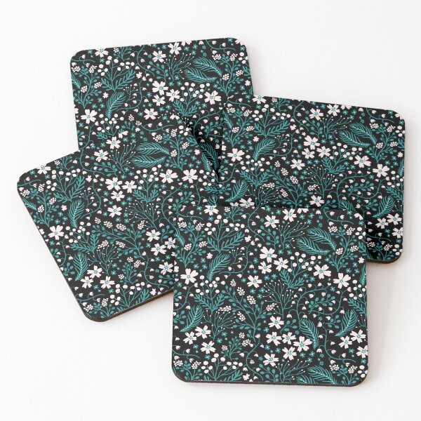 Item preview, Botanical Leaves Black Swirly Floral Pattern designed and sold by RihabPrint.