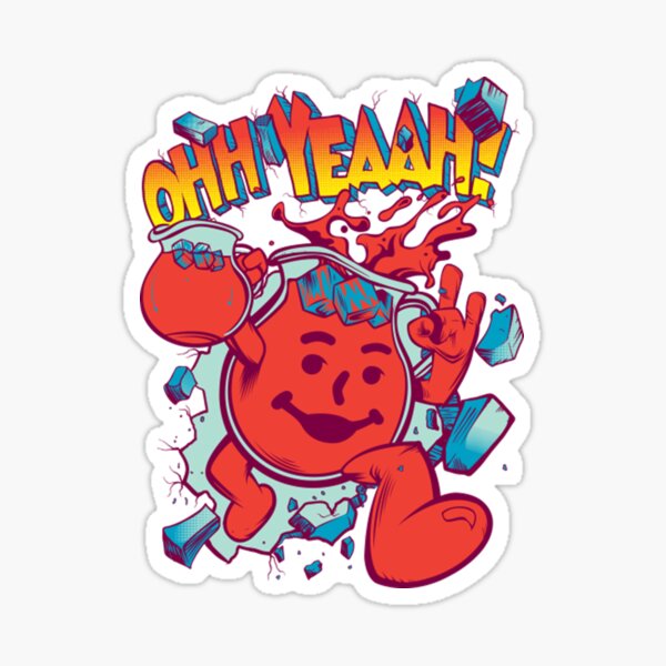 ohh-yeah-kool-aid-man-sticker-by-marionmarvin-redbubble