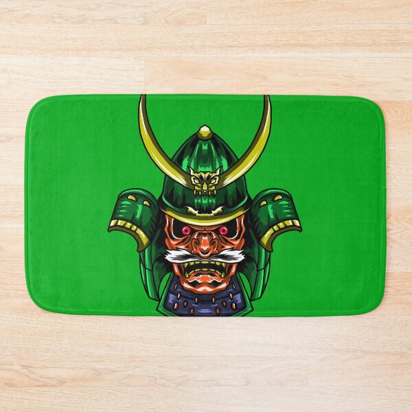 Item preview, Green Evil Samurai helmet with devil horns and owl emblem designed and sold by leen12 Art Designs Prints.