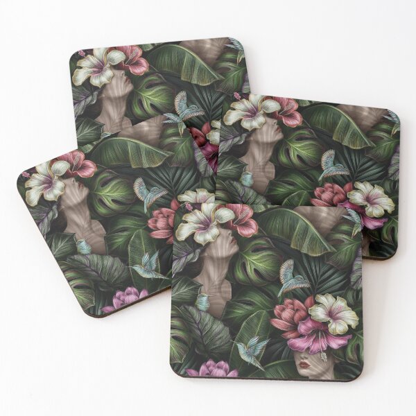Item preview, pink green flowers and birds designed and sold by Tshirtk.