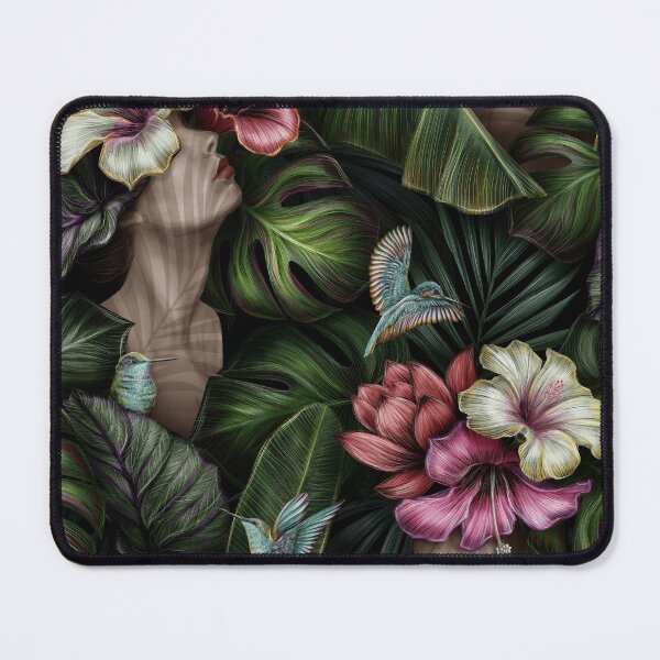 Item preview, pink green flowers and birds designed and sold by Tshirtk.