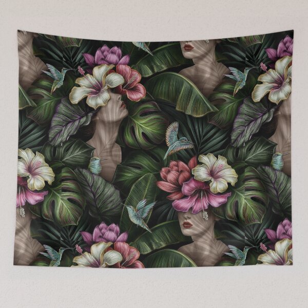 Item preview, pink green flowers and birds designed and sold by Tshirtk.