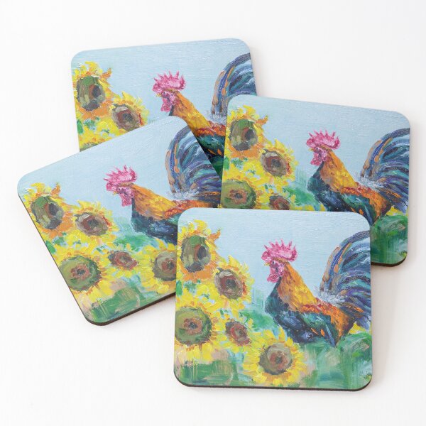Item preview, Rooster And Sunflowers Oil Painting Print designed and sold by NatalyMak.