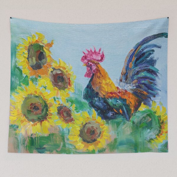 Item preview, Rooster And Sunflowers Oil Painting Print designed and sold by NatalyMak.