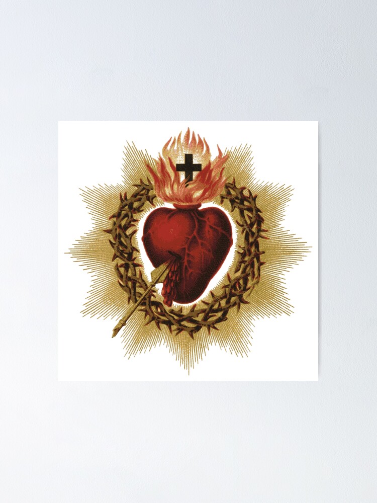 "Sacred Heart of Jesus Catholic" Poster for Sale by Beltschazar Redbubble