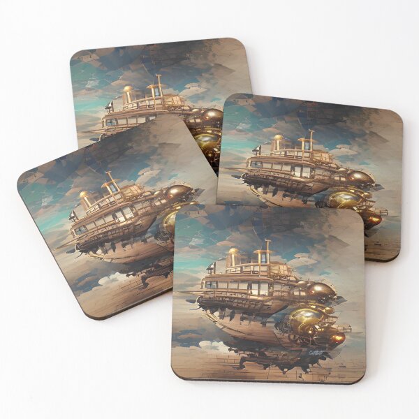 Item preview, Steampunk Art Stickers Shirts - Flying Ship - Gear / Cogs - Steampunk designed and sold by CattlettArt.