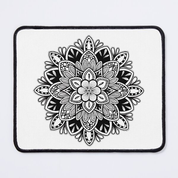 Item preview, Flowers mandala in pen and ink dotwork. designed and sold by René Voortwist Pen and Ink art.