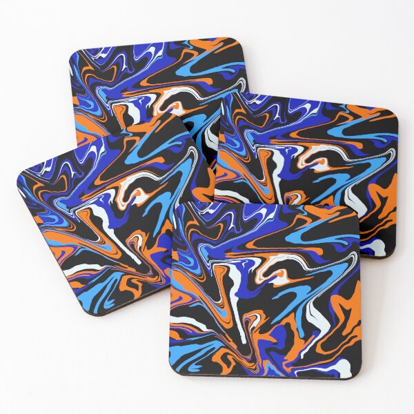 Item preview, Blue, Orange, Black and White Abstract Melt designed and sold by BigTexFunkadelic.