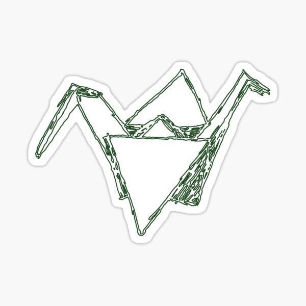 Item preview, paper crane line art in green designed and sold by milastudio.