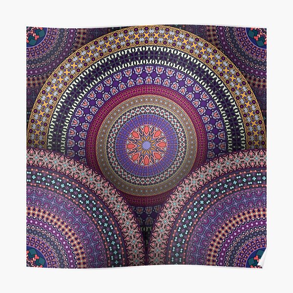 Colorful abstract ethnic floral mandala pattern design Poster