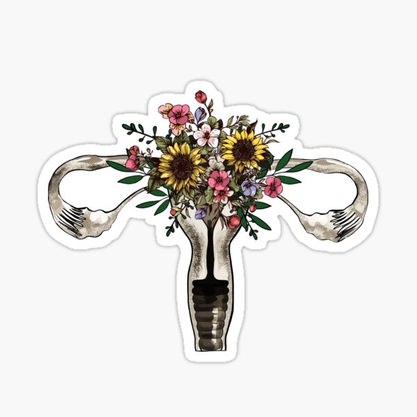 Uterus With Flowers Feminist Femminism Uteruses Girl Women Watercolor Style Sticker For 8850