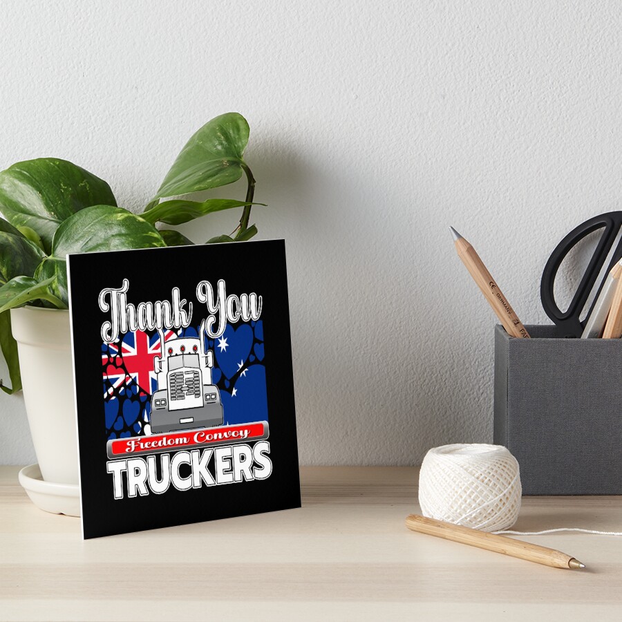 "THANK YOU, TRUCKERS AUSTRALIA FLAG WITH HEARTS FREEDOM CONVOY CANBERRA WHITE LETTER