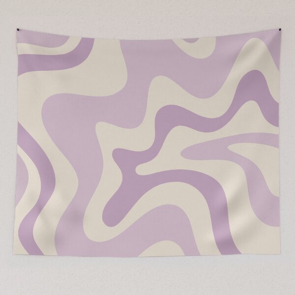 Item preview, Retro Liquid Swirl Abstract Pattern Square in Light Lavender Purple and Cream designed and sold by kierkegaard.