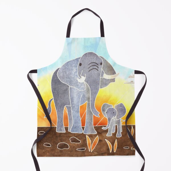 Item preview, Majestic Elephant with Cute Baby Elephant, Elephant Design, Batik silk painting style designed and sold by Kelly Lees.