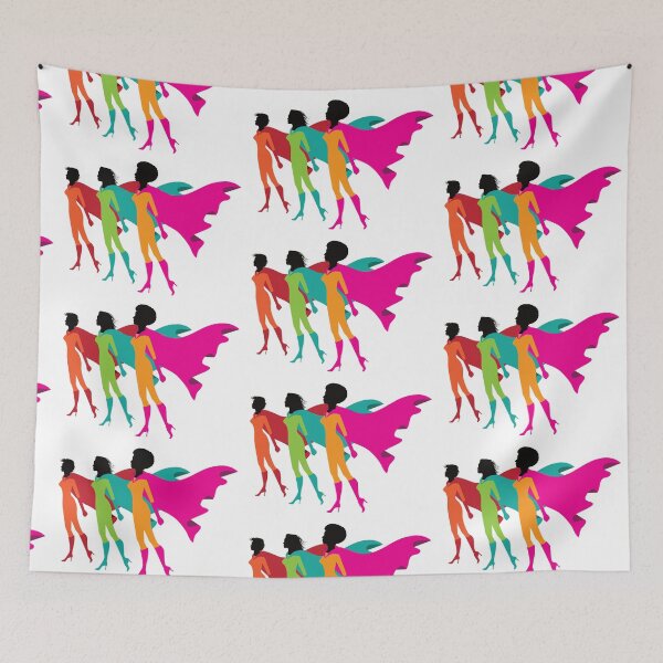 Item preview, Three superwomen in rainbow colors. LGBTQ, multicultural female superheroes. For women's march. designed and sold by La Cartoonista.