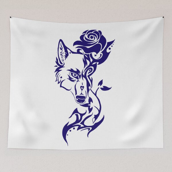 Item preview, Blue Wolf Face With Rose ,Colorful designed and sold by MiarCo.