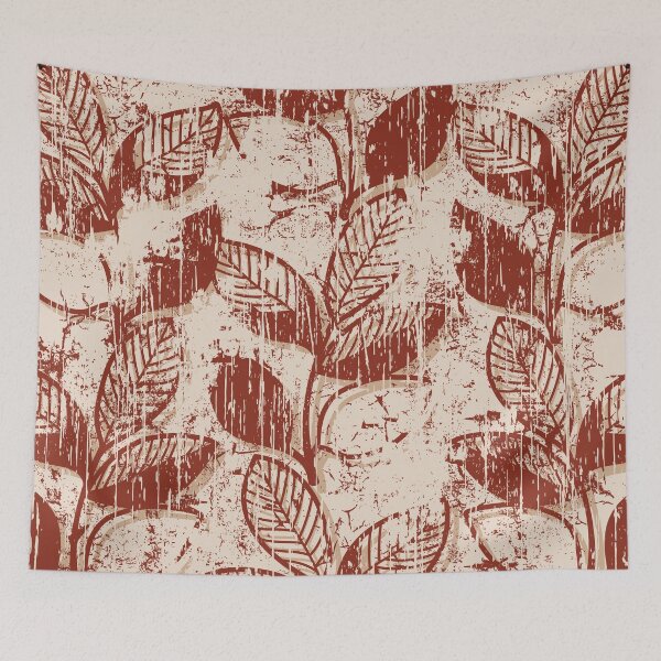 Item preview, Red and Beige Vintage Leaves Pattern Wallpaper  designed and sold by NawalMagdy.