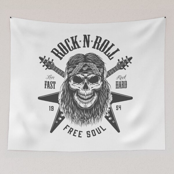 Item preview, Rock and roll skull with guitar mens t shirts designed and sold by designsmaster99.