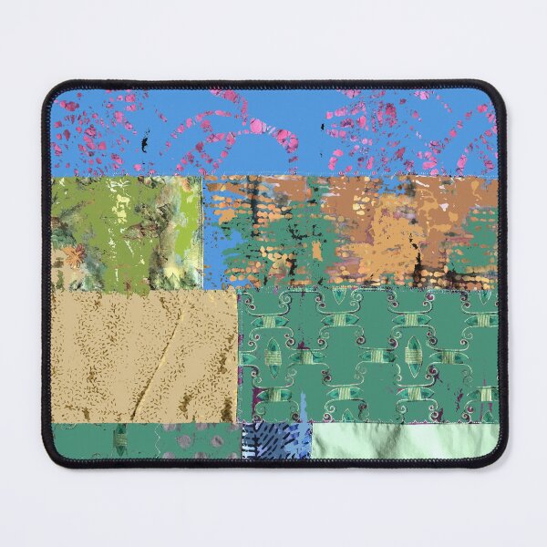 Item preview, Blue textiles, mixed media, fiber art, blue green gold designed and sold by djrunnels.