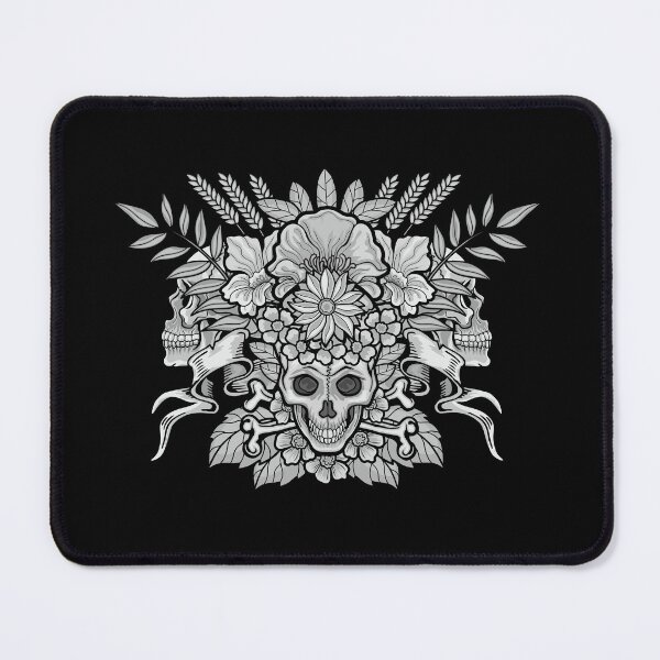 Item preview, grunge skull coat of arms with flowers designed and sold by amid999.