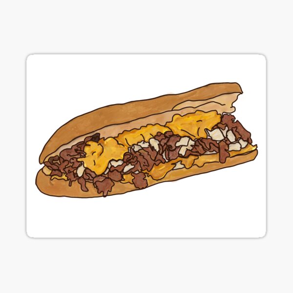 "Philly Cheesesteak Illustration" Sticker by allyaubry23 Redbubble