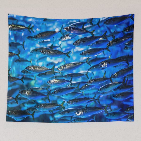 Item preview, School of blue fish sea creatures lovers designed and sold by BestDesign87.