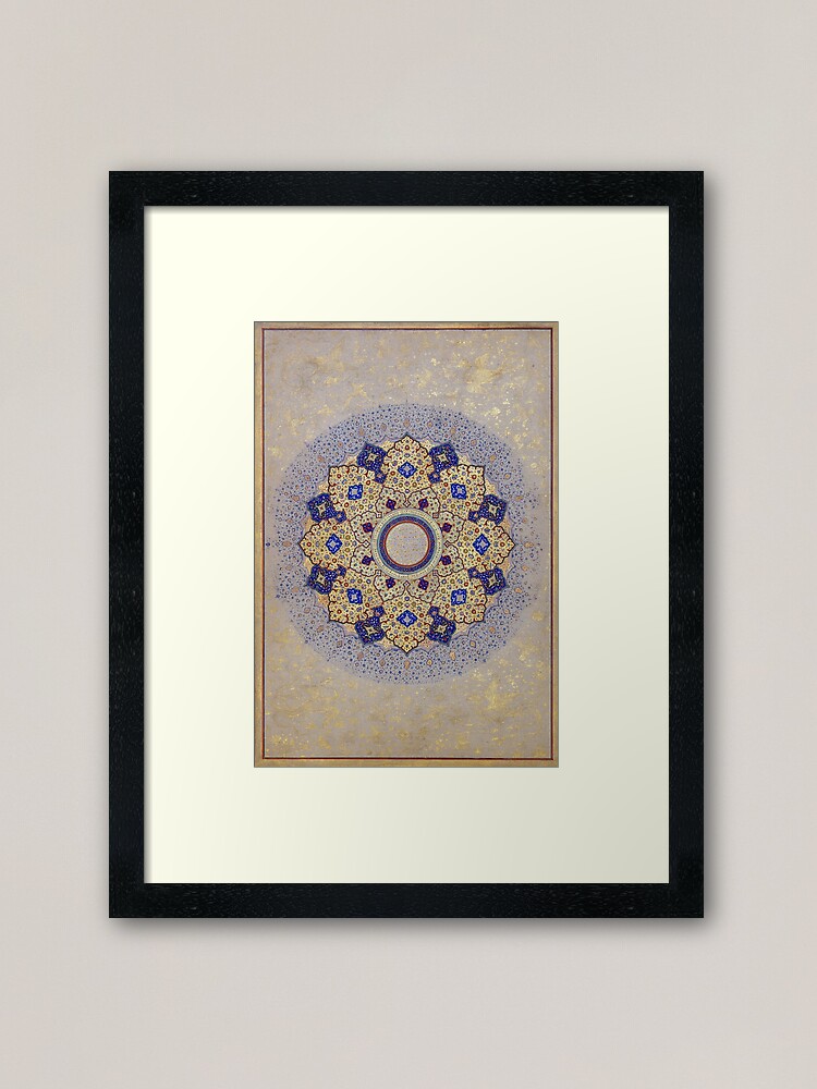 Alternate view of Colorful Gold and Blue Indian Shamsa Framed Art Print