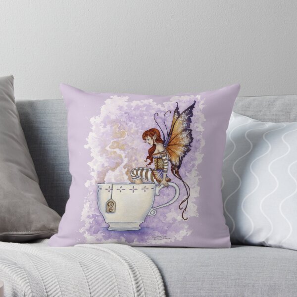 Warm Toes Tea Faery Throw Pillow