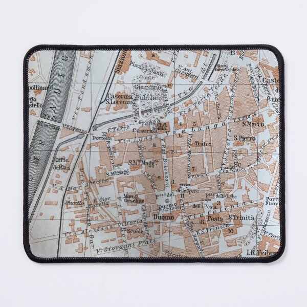 Item preview, Trento, Italy antique map, gray brown black designed and sold by djrunnels.