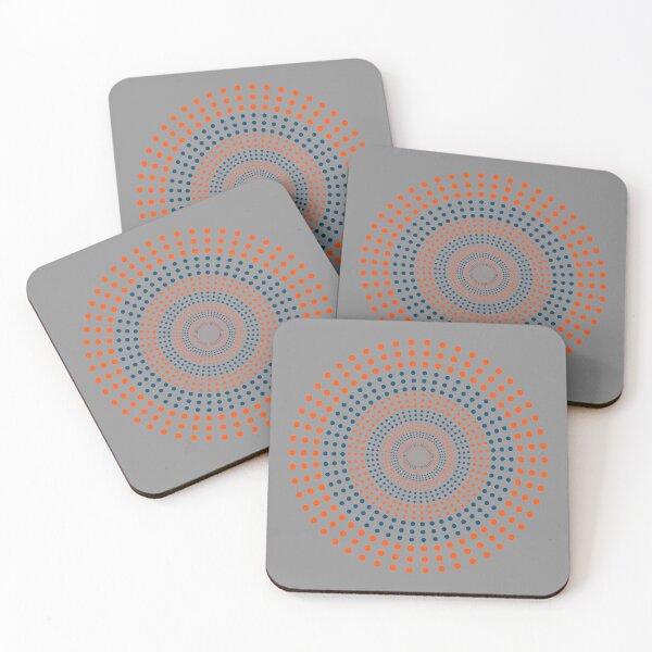 Item preview, POLKA DOT CONCENTRIC CIRCLES PATTERN. ORANGE AND BLUE ON GREY. designed and sold by 5hertz.